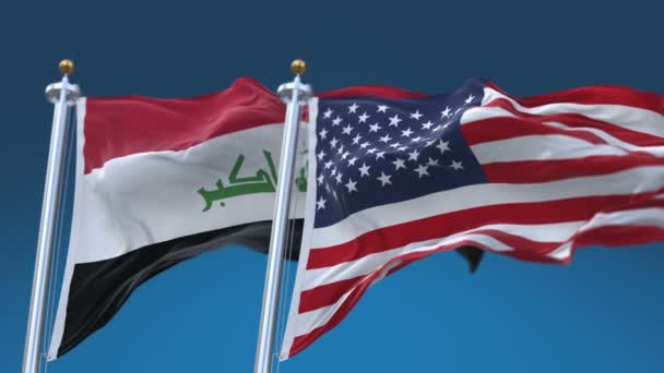 4k Kesintisiz Amerika Birleşik Devletleri ve Irak Bayrakları arka plan,Abd Irq Iq. - Video, Çekim