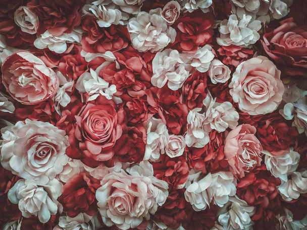 beautiful artificial flowers background, vintage style;  - Φωτογραφία, εικόνα