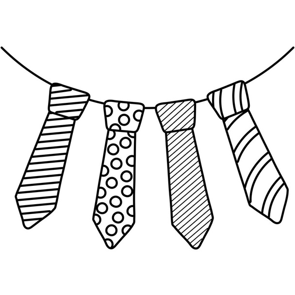 Krawatten-Ikone Cartoon schwarz-weiß - Vektor, Bild