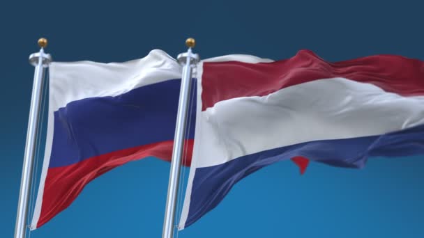4K χωρίς ραφές Ολλανδία και Ρωσία σημαίες ουρανού, Νεντ NL Rus ru. - Πλάνα, βίντεο