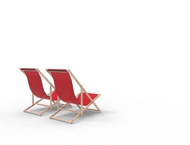 rendu 3D d'une chaise de plage isolée en arrière-plan studio
. - Photo, image