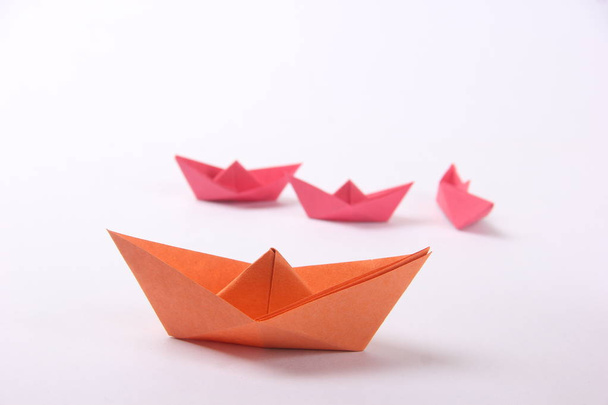 Paper boats over white  background - Foto, Imagen