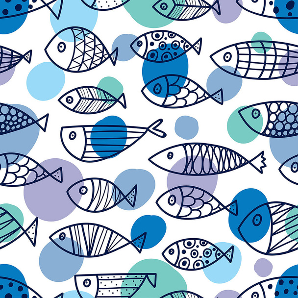 Cute fish.  Kids background. Can be used in textile industry, paper, background, scrapbooking. - Διάνυσμα, εικόνα