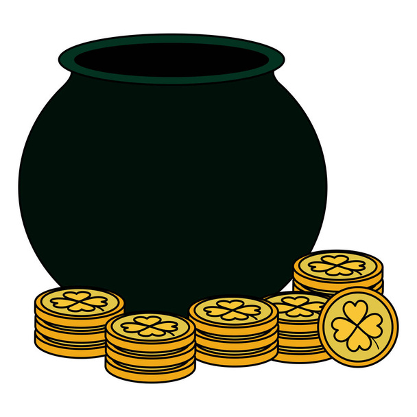 saint patrick cauldron with treasure coins - Vektori, kuva