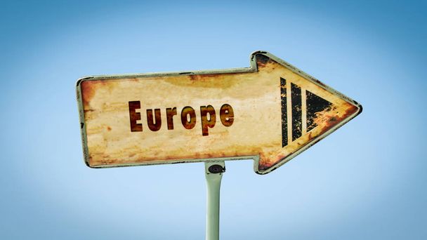 Straatnaambord naar Europa - Foto, afbeelding