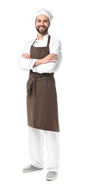 Handsome male chef on white background - Photo, image