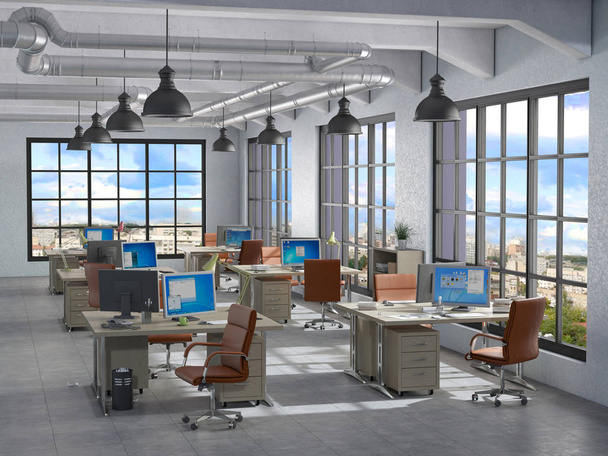 interiér moderního kancelářského 3D ilustrace - Fotografie, Obrázek