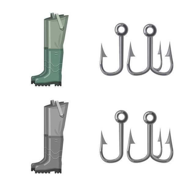 Vector design of fish and fishing symbol. Set of fish and equipment vector icon for stock. - Vektori, kuva