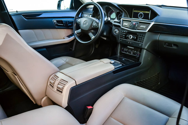  View to the white  interior of Mercedes E-Class W212 with dashb - Photo, Image