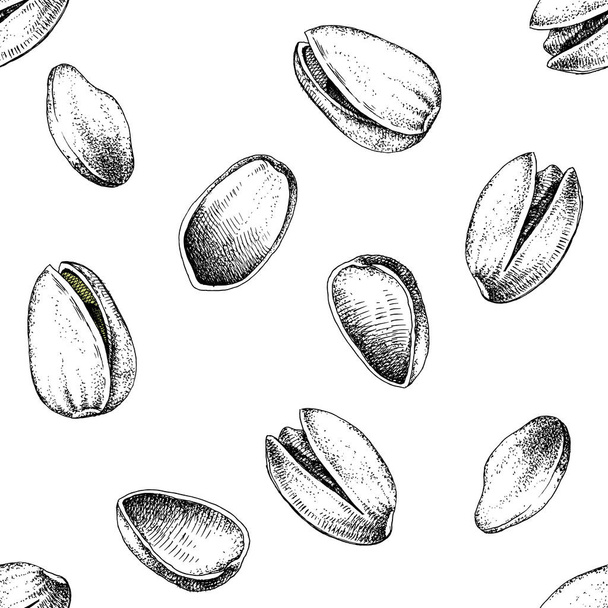 Seamless pattern with hand drawn pistachio nuts - Vektor, Bild