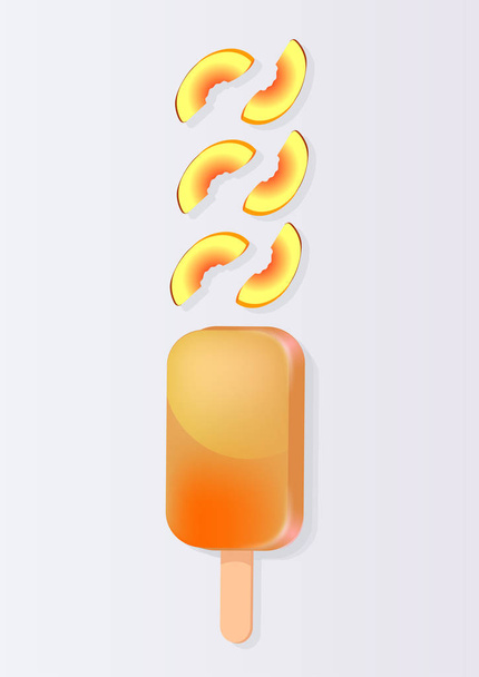 popsicles with pieces of pear on a light background - Vector, Image