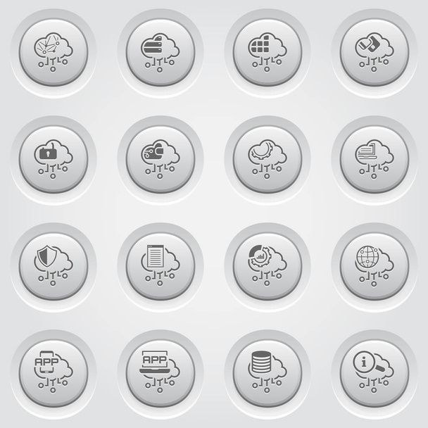 Simple Set of Cloud Computing Related Vector Button Icons - Vector, Image