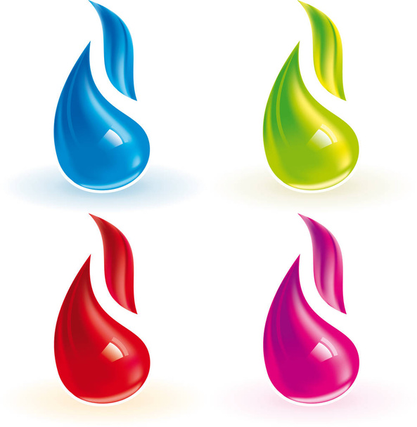 Four flame icons in different and bright colors. - Wektor, obraz