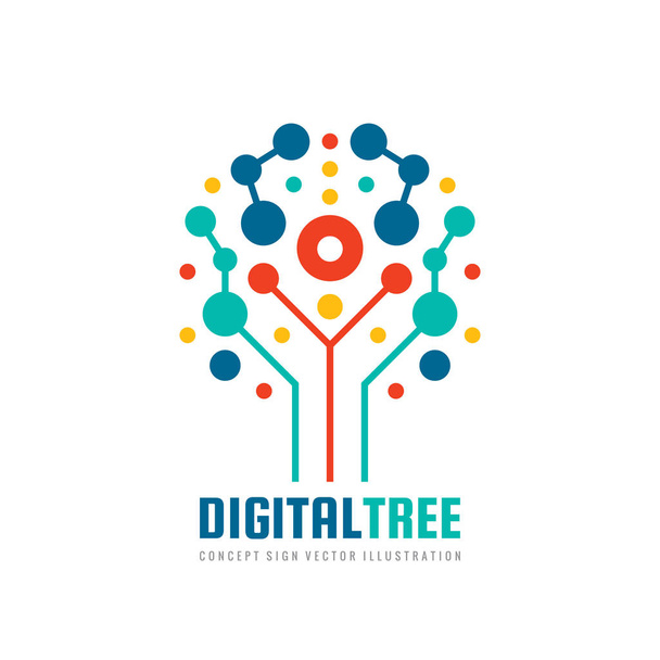 Digitaalinen puu - vektori logo suunnittelu. Tietokoneverkon merkki. Elektroninen graafinen tunnus. Internet-kuvake
.  - Vektori, kuva