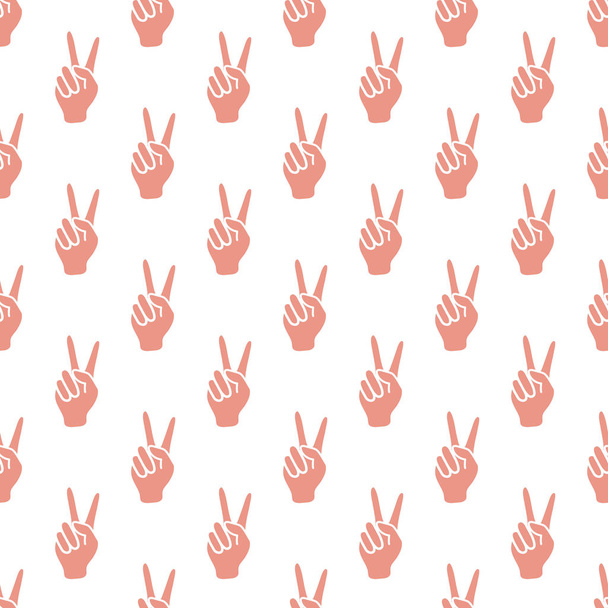 Pattern with sign of victory. Gesture of the hand. - Vector, Image