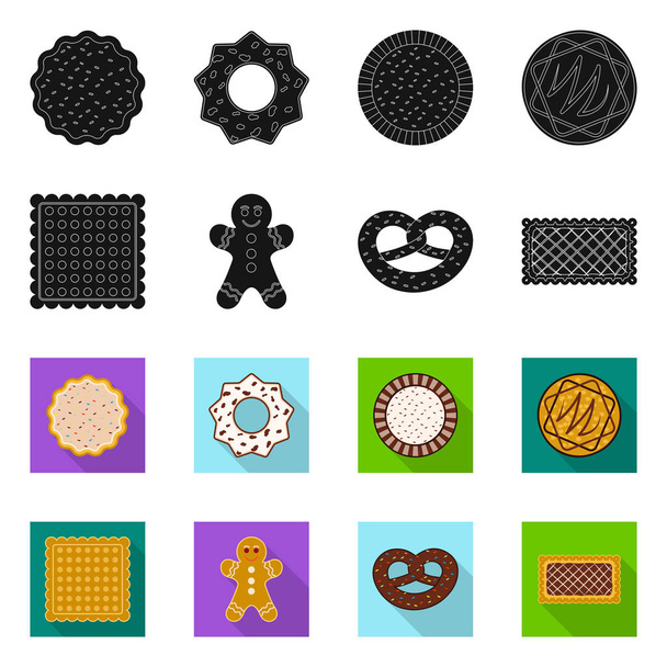 Vector illustration of biscuit and bake symbol. Collection of biscuit and chocolate stock symbol for web. - Vetor, Imagem