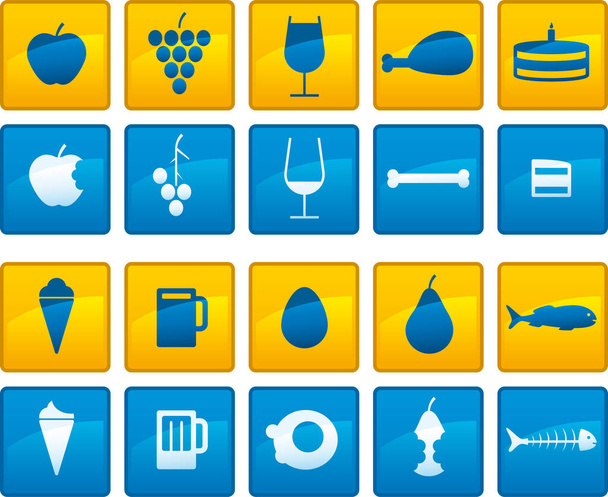 Set of 20 food icons. Before and after. - Vektor, obrázek