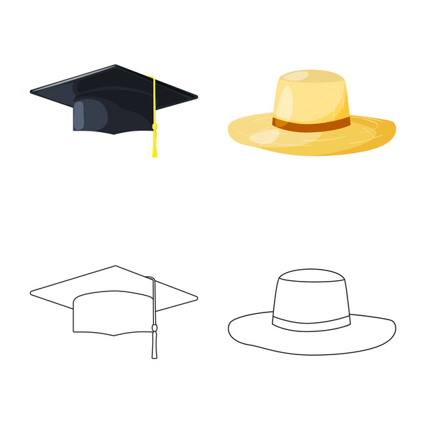 Isolated object of clothing and cap symbol. Set of clothing and beret stock symbol for web. - Вектор,изображение