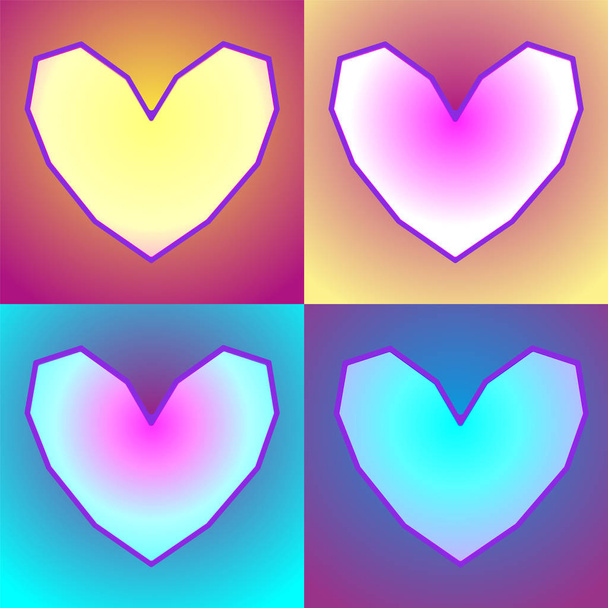 Αγάπη καρτ ποστάλ με τέσσερις πολύχρωμες καρδιές περίγραμμα - Φωτογραφία, εικόνα