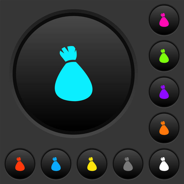Bolsa de dinero botones oscuros con iconos de color
 - Vector, Imagen