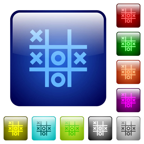 Tic Tac Toe gry kolor kwadratowe przyciski - Wektor, obraz
