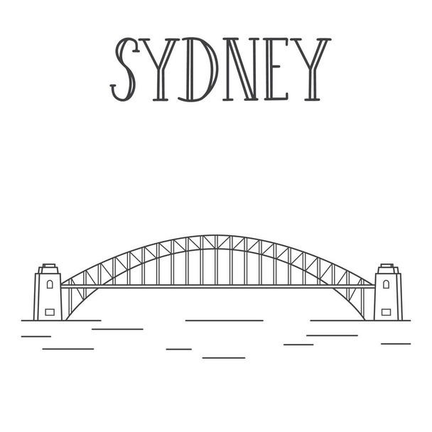 Sydney Hafen Brücke Linie Kunst Illustration. - Vektor, Bild