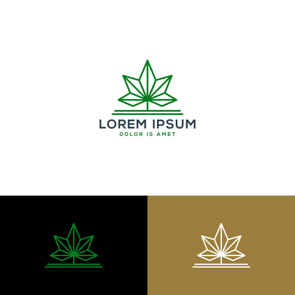 kannabiksen logo, marihuanan lääketieteellinen lehti kuvake logo malli vektori kuva - Vektori, kuva