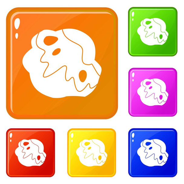 Moon stone icons set vector color - Vector, Image