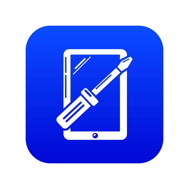 Tablet repair icon blue vector - Vektör, Görsel