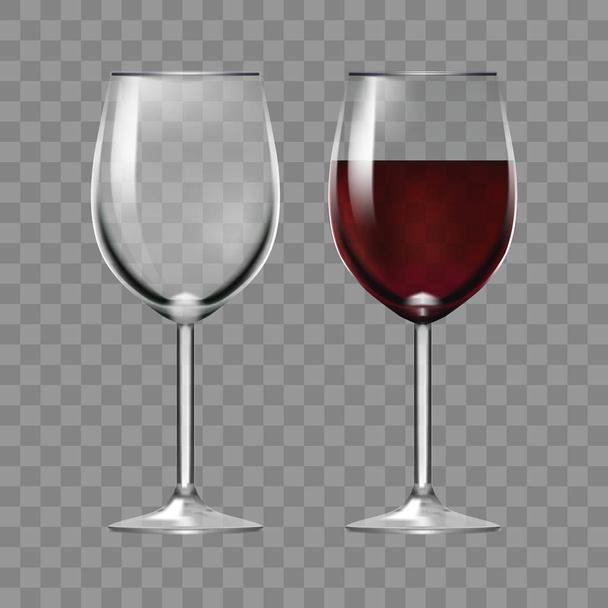 Realistic Big Reds Wine And Empty Glass - Vector, Image