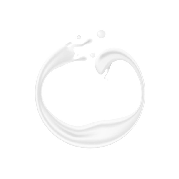Abstract Round Milk Ring Splash On White - Вектор,изображение