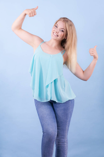 Happy positive fashionable teen woman - Фото, изображение
