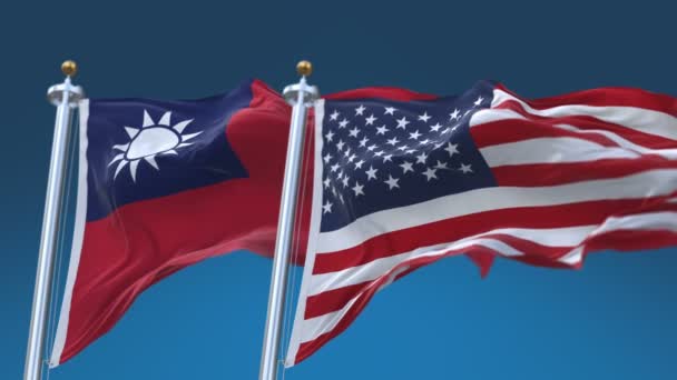 4k Seamless Estados Unidos da América e Taiwan Bandeiras fundo, EUA TWN
. - Filmagem, Vídeo