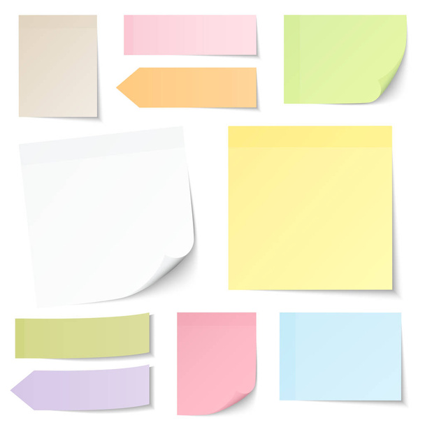 Conjunto de diez notas adhesivas con diferentes colores
 - Vector, imagen