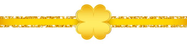 Fita de brilho horizontal Golden Clover Leaf Shine
 - Vetor, Imagem