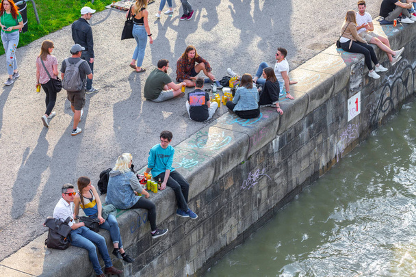 VIENNA, AUSTRIA - MAY 25: Many people are relaxing with alcohol  - Valokuva, kuva