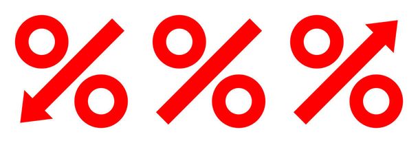 Set Of Three Graphic Percent Arrows Red - Vector, Image