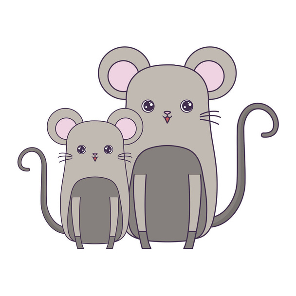 cute mouses animals isolated icon - Vector, Image