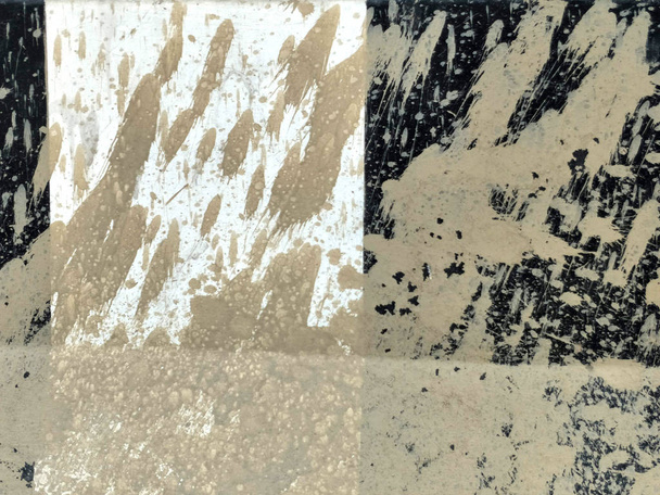 black and white wall cement dirty with muddy splashing cement floor as abstract background. - Photo, Image