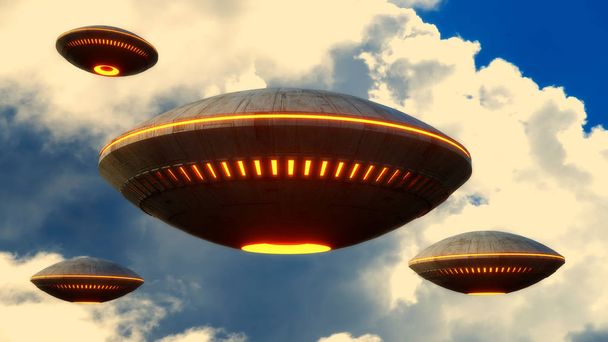 3d rendering. Futuristic unidentified flying object - Photo, Image