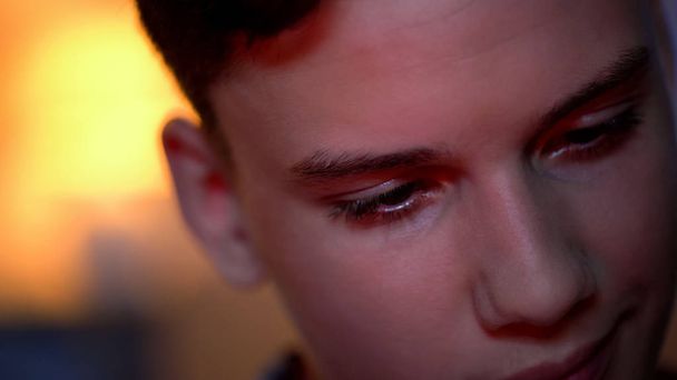Teenage boy playing computer games, harmful influence on state of mind, close-up - Фото, зображення