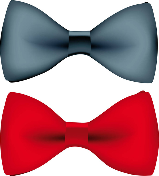 Two bow ties in black and red. Realistic light and shadows. - Vector, Image