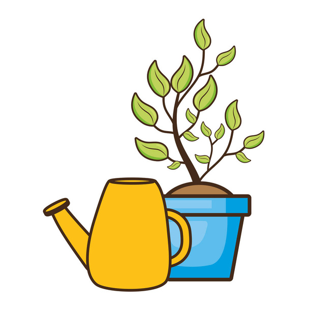 watering can potted plant - Vector, imagen