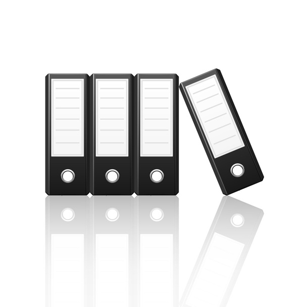 Black binders vertical isolated on white background - Vector, Image