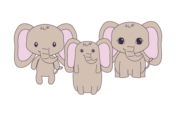 cute elephants animals isolated icon - Vector, Image