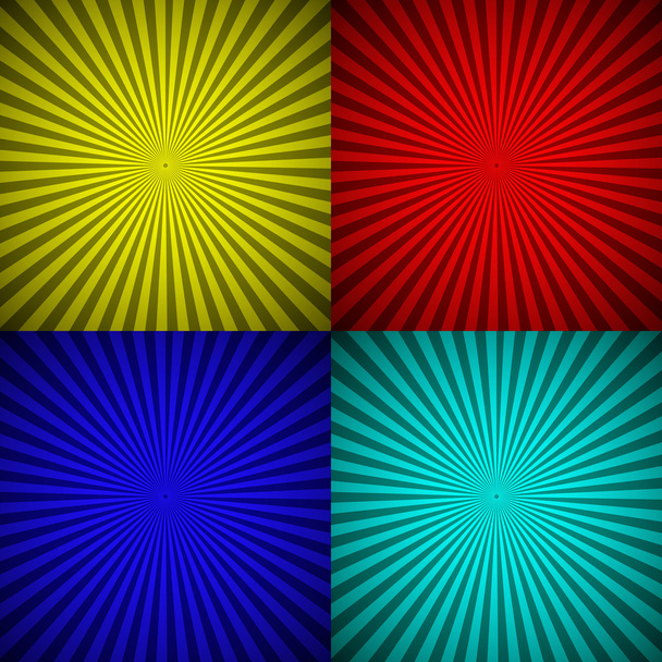 zestaw kolorowych promieniowe promienie streszczenie tło - Wektor, obraz