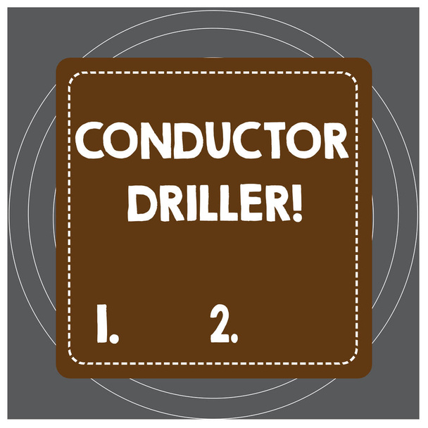 Writing note showing Conductor Driller. Business photo showcasing means of conveying the upflowing drilling fluid Dashed Stipple Line Blank Square Colored Cutout Frame Bright Background. - Photo, Image