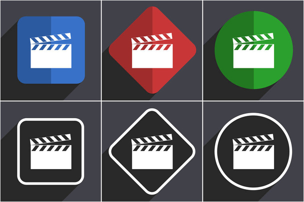 Zestaw wideo płaski wygląd ikon internetowych w 6 opcjach - Zdjęcie, obraz