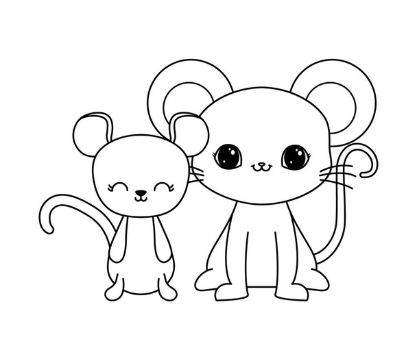 aranyos egerek állatok elszigetelt ikon - Vektor, kép
