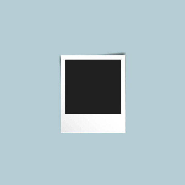Modèle de polaroïd de cadre photo vintage avec fond bleu clair
 - Vecteur, image